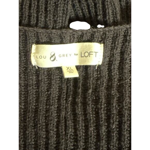 Lou & Grey for LOFT Women Ribbed Knit Open Front Cardigan Sweater Size XL Black - Picture 7 of 7
